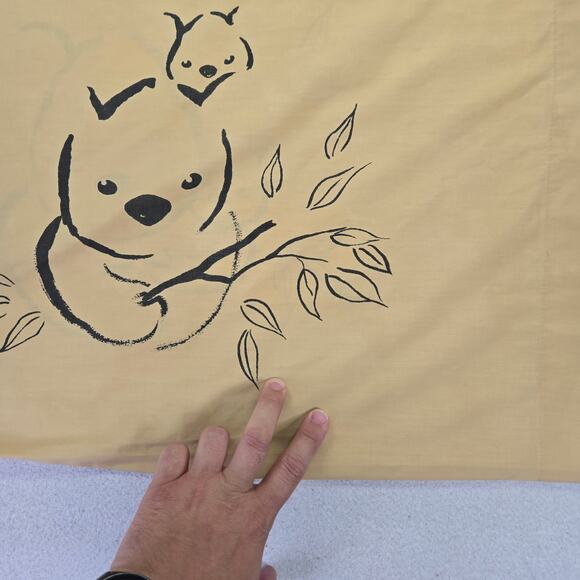 Vintage Springmaid Alex West Koala Bear Tan Black ONE Standard Pillowcase 20x29 - Picture 4 of 7